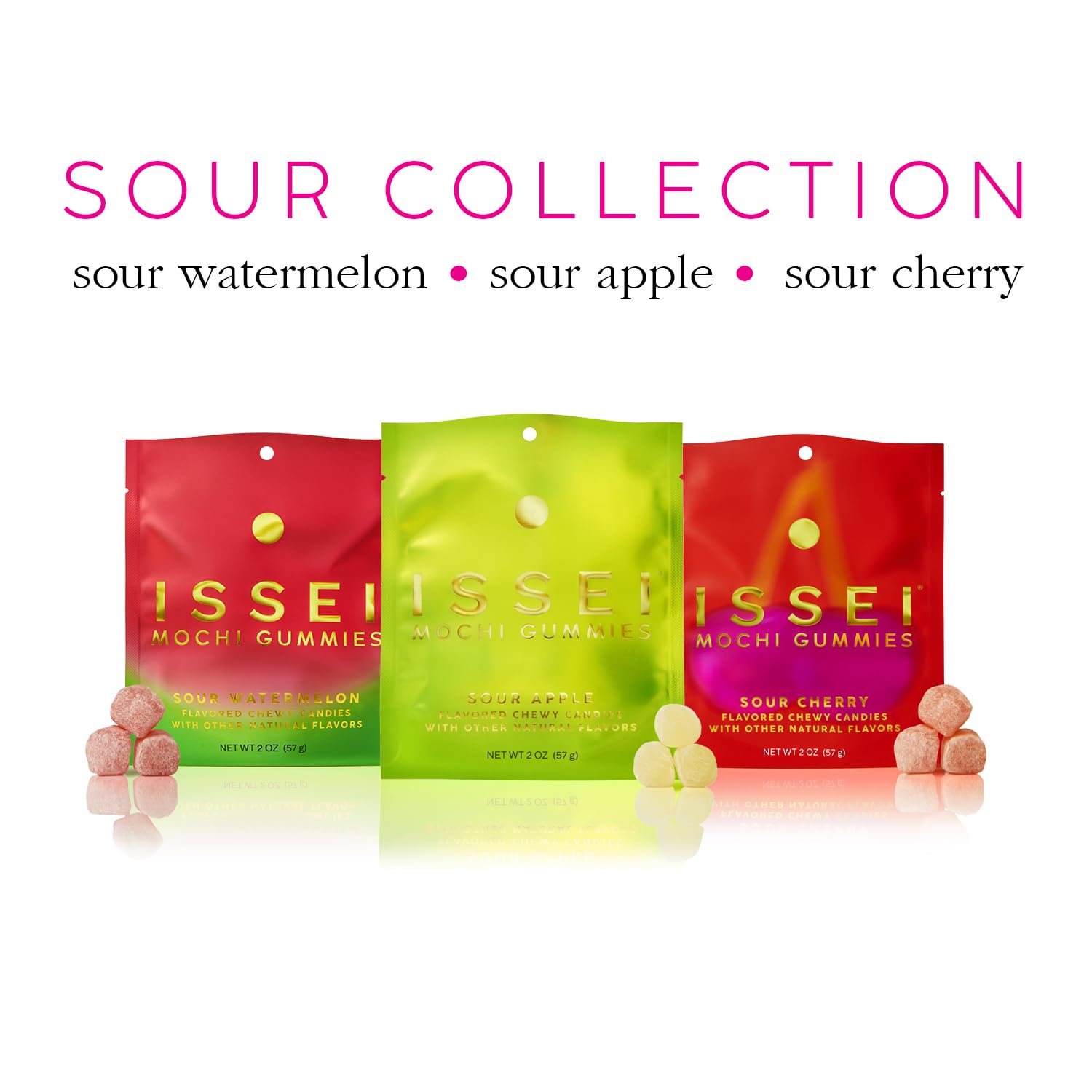 ISSEI_Sour_Cherry_Mochi_Gummies_|_Dye-Free_Candy_|_Gluten-Free_|_Real_Sugar,_No_Artificial_Flavors_or_Colors_|_Award-Winning_Japanese_Candy_|_4_Oz_1-Pack