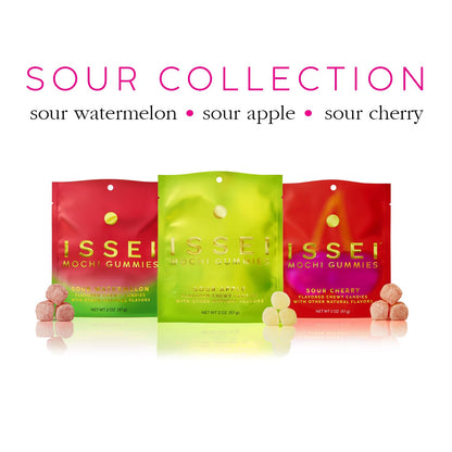 ISSEI_Sour_Cherry_Mochi_Gummies_|_Dye-Free_Candy_|_Gluten-Free_|_Real_Sugar,_No_Artificial_Flavors_or_Colors_|_Award-Winning_Japanese_Candy_|_4_Oz_1-Pack