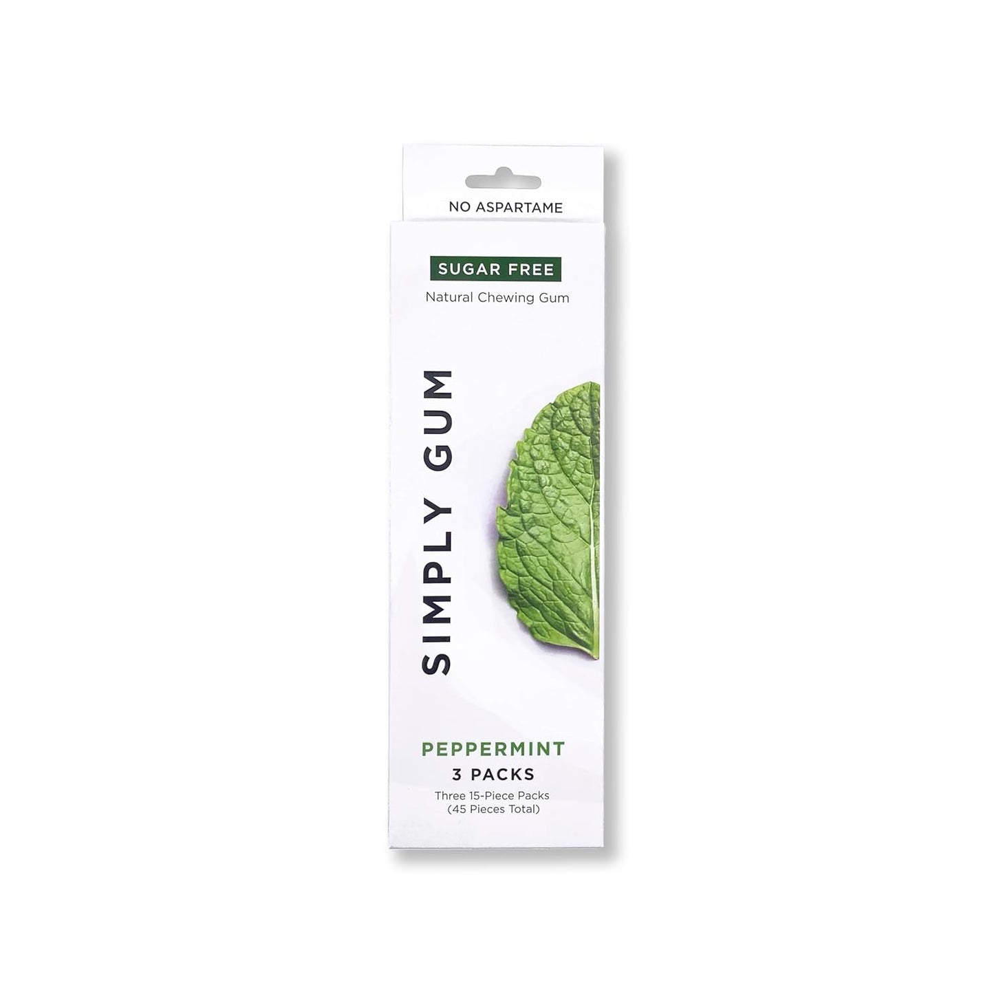 SIMPLY_Gum_|_Xylitol_Sugar_Free_Chewing_Gum_|_Peppermint_|_Pack_of_Three_(45_Pieces_Total)_|_Synthetic_Free_+_Sugar_Free_+_Aspartame_Free