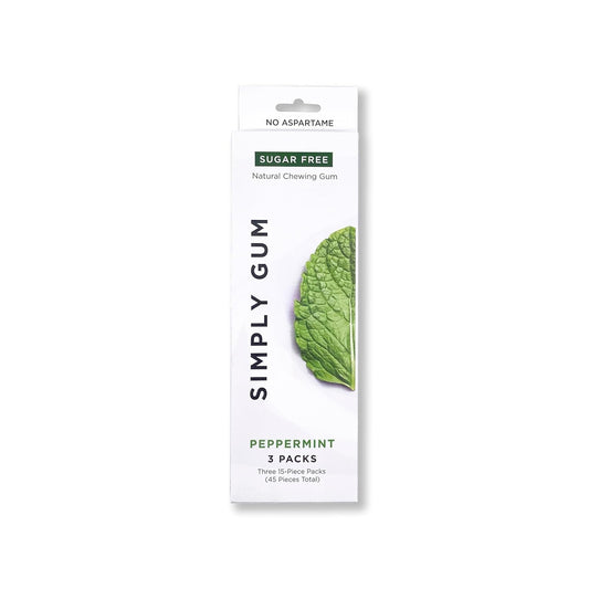 SIMPLY_Gum_|_Xylitol_Sugar_Free_Chewing_Gum_|_Peppermint_|_Pack_of_Three_(45_Pieces_Total)_|_Synthetic_Free_+_Sugar_Free_+_Aspartame_Free