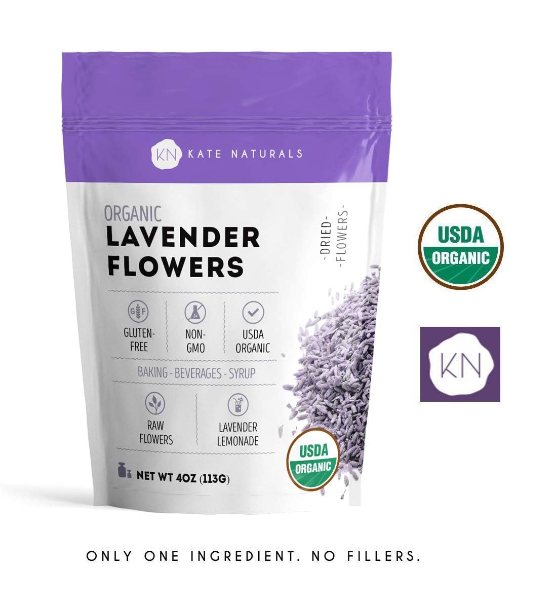 Kate_Naturals_Dried_Lavender_Flowers_for_Tea,_Syrup,_Lemonade,_Soap_Making._Edible_Culinary_Grade_Buds_(4oz,_Organic,_Food_Grade)