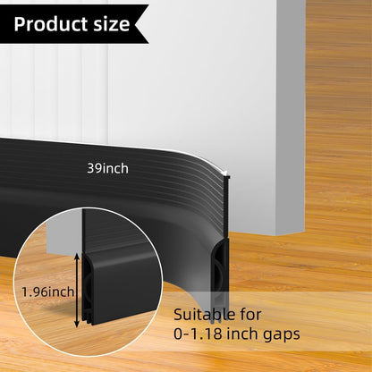 Door_Draft_Stopper,_Adjustable_Weather_Stripping_Seal_for_Cold_Insulation,_Bottom/Under_Sweep_for_Exterior_&_Interior_Doors,_Seal_Blocker_Noise,_Black,_39_inches