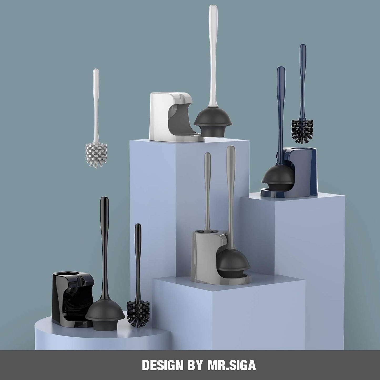 MR.SIGA_Toilet_Plunger_and_Bowl_Brush_Combo_for_Bathroom_Cleaning,_Black,_2_Sets
