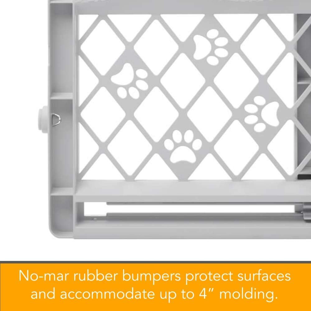 MYPET_North_States_Paws_Portable_Pet_Gate:_26-40"_Wide._Pressure_Mount._No_Tools_Needed._Made_in_USA._Dog_Gate_23"_Tall,_Expandable,_Durable_Dog_Gates_for_Doorways,_Light_Gray