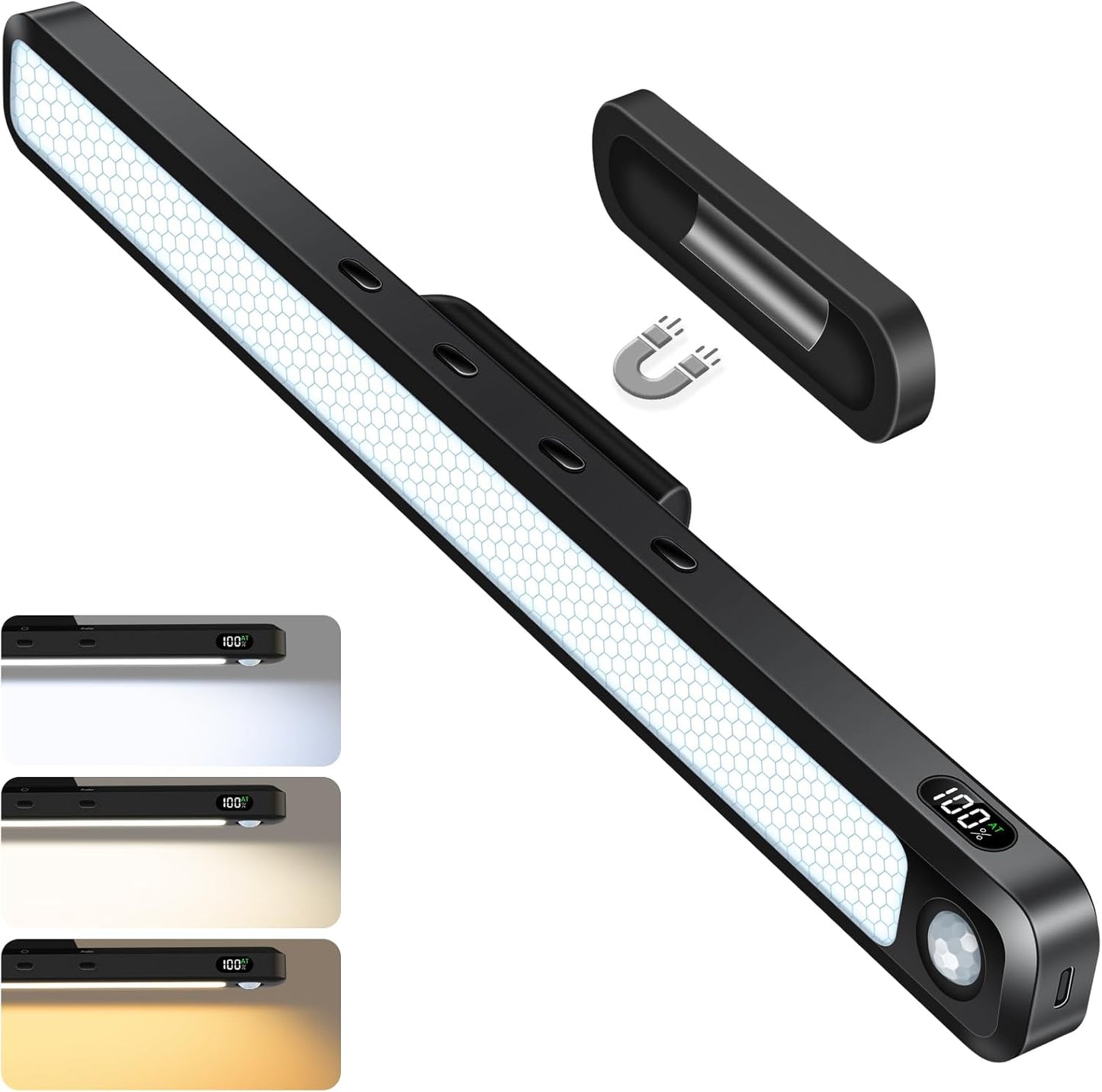 Ferswe_3W_Motion_Sensor_Magnetic_Light_Bar,Eye-Friendly_Rechargeable_Closet_Lights_with_Battery_Display,2000mAh_Vanity_Lights_for_Mirror,_Rechargeable_Light_Bar_for_Cabinet,_Closet,_Bathroom_and_Desk