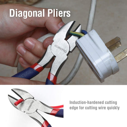 WORKPRO_Large_Pliers_&_Wrench_Set_6-Piece_(10"_Water_Pump,_10"_Slip_Joint,_8"_Long_Nose,_8"_Linesman,_6"_Diagonal,_8"_Adjustable_Wrench)_for_DIY_&_Home_Use,_W001329A