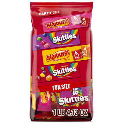 SKITTLES Original, SKITTLE Wild Berry & STARBURST Original and STARBURST FaveRed Fruity Halloween Chewy Candy Fun Size