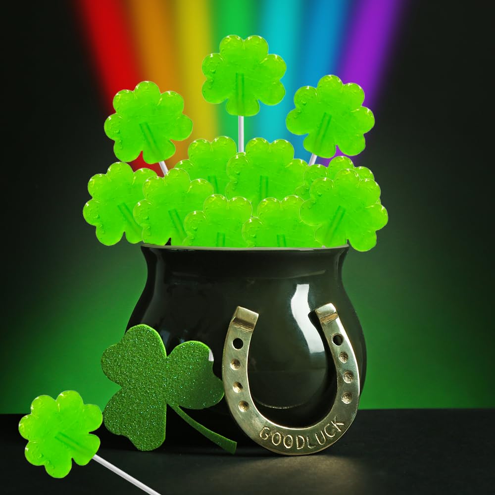 St._Patrick's_Day_25_Green_Shamrock_Lollipops,_Clover_Candy_Suckers,_Party_Favor,_Individually_Wrapped_(25-Pack)_Green_Apple_Flavor