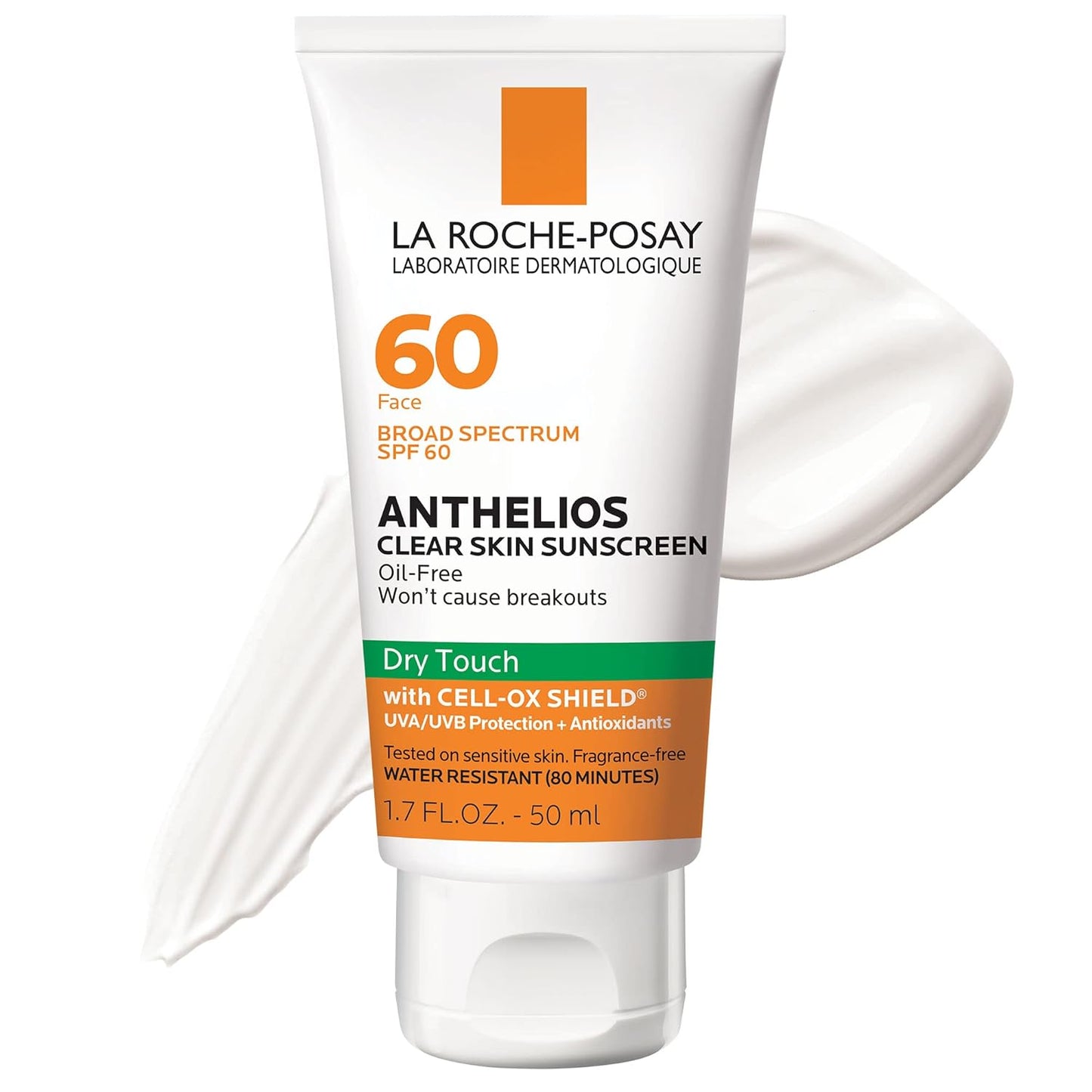 La_Roche-Posay_Anthelios_Clear_Skin_Sunscreen_Dry_Touch_SPF_60,_Oil_Free_Sunscreen_For_Face,_Oil_Absorbing,_Broad_Spectrum_SPF_+_Antioxidants,_Non-Greasy,_Oxybenzone_Free,_Travel_Size
