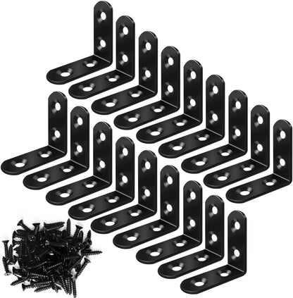 18PCS_L_Bracket_Corner_Bracket,_FATLODA_Stainless_Steel_L_Brackets_for_Shelves,_Black_Small_Right_Angle_Bracket,_Metal_Corner_Brace_for_Wood_Furniture_Cabinet_Chair_with_72PCS_Screws_(1.57x1.57_in)