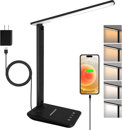shinelife_LED_Desk_Lamp_for_Office_Home,_Bright_Desk_Light_with_USB_Charging_Port,_Adjustable_Dimmable_Desk_Lamps_5_Modes_5_Brightness,_Touch_Study_Lamp_for_Nail,_Craft,_Puzzle,_Sewing,_Study,_Black