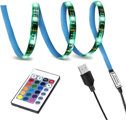 LED_TV_Backlight,SMY_USB_LED_Strip_Light,RGB_Multi-Colour_LED_Light_Strip_Kit_Waterproof_IP65,_30LED_with_Wireless_Remote_Controller_for_TV/PC/Laptop_Bias_Lighting_(3.28Ft/6.56Ft)