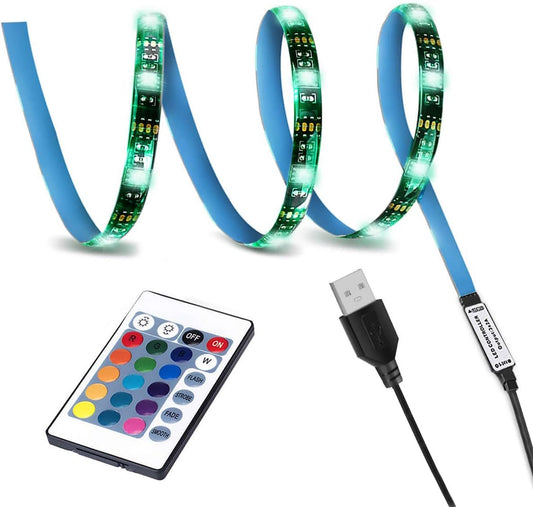 LED_TV_Backlight,SMY_USB_LED_Strip_Light,RGB_Multi-Colour_LED_Light_Strip_Kit_Waterproof_IP65,_30LED_with_Wireless_Remote_Controller_for_TV/PC/Laptop_Bias_Lighting_(3.28Ft/6.56Ft)