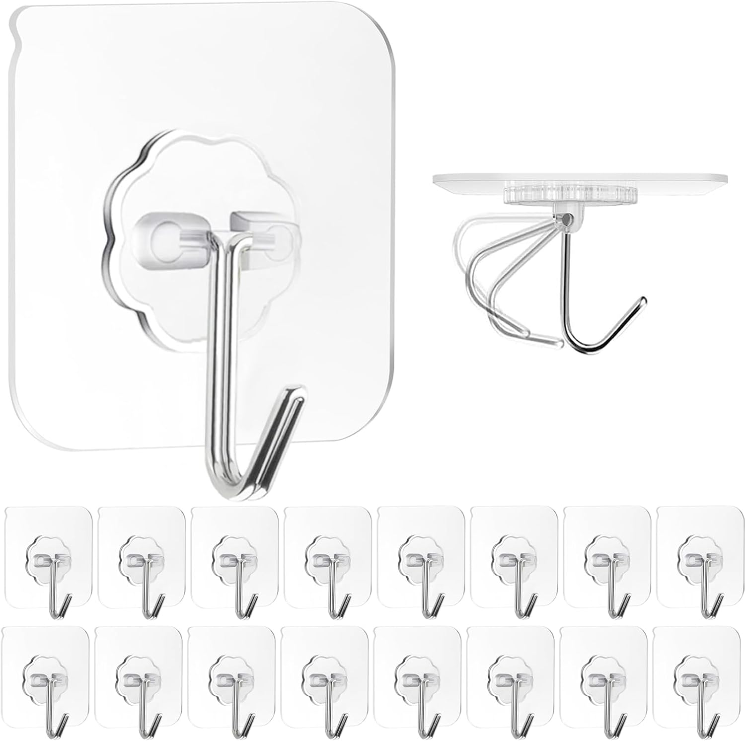 ZESLMG_Adhesive_Wall_Hooks_for_Hanging,_16_Pack_Self_Sticky_Hooks_Heavy_Duty_22lb_Clear,_Removable_Shower_Hook_No_Damage_for_Towel_Key_Coat_Wreath_Picture_Outdoor_Ceiling_Bathroom_Kitchen,_Waterproof