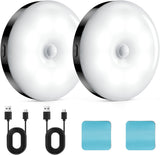 Stick On Lights, LED Puck Lights, Rechargeable Motion Sensor Night Light, 3 Operating Modes, Adjustable Brightness,Under Cabinet Lightins for Bedroom, Closet, Kitchens (2 Pack).