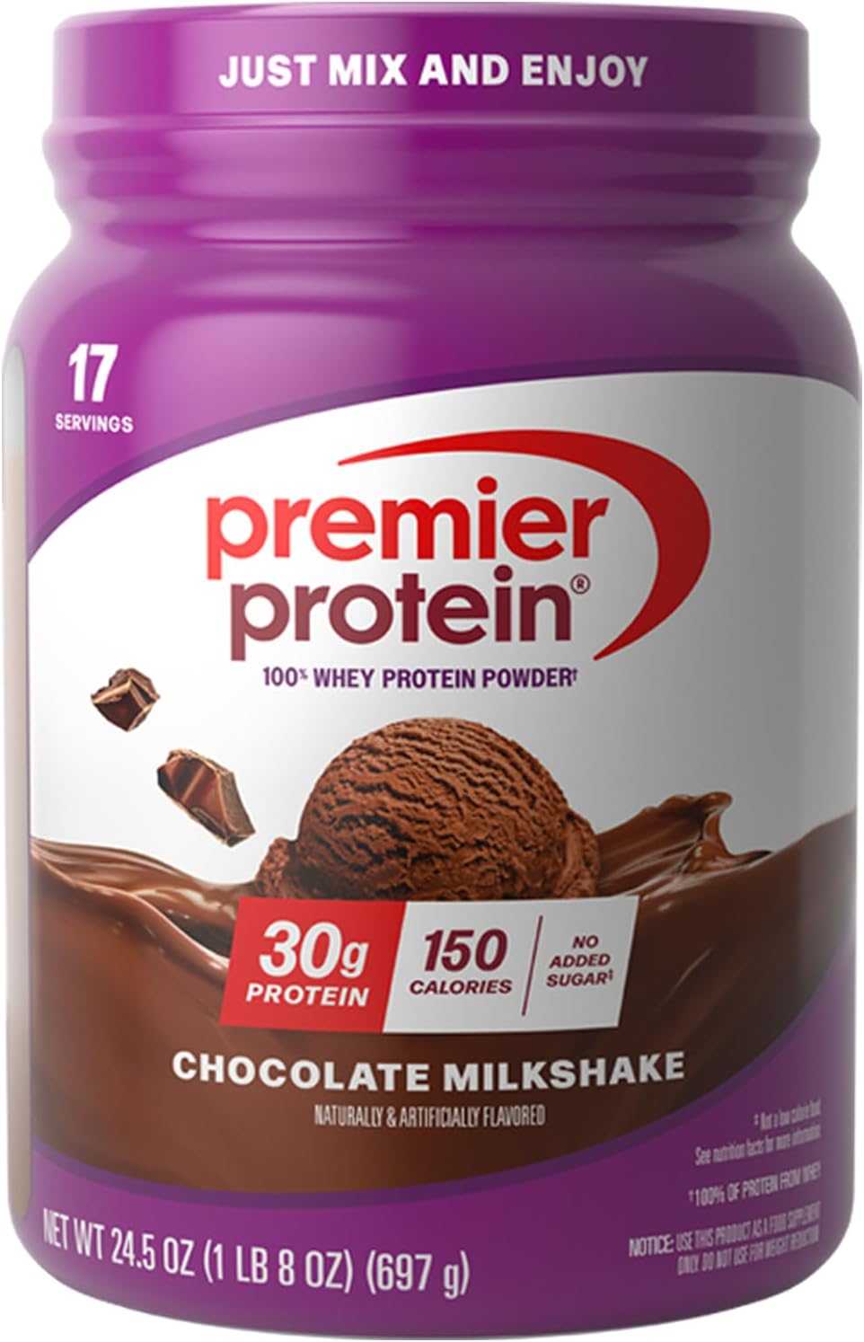 Premier_Protein_Powder,_Chocolate_Milkshake,_30g_Protein,_No_Added_Sugar,_100%_Whey_Protein,_Keto_Friendly,_Soy_&_Gluten_Free,_24.5_oz_(17_Servings)