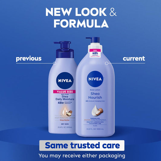 NIVEA_Shea_Nourish_Body_Lotion_for_Dry_Skin_with_Hyaluronic_Acid,_Shea_Butter_and_Deep_Nourishing_Serum,_48-Hour_Body_Moisturizer,_33.8_Fl_Oz_Pump_Bottle