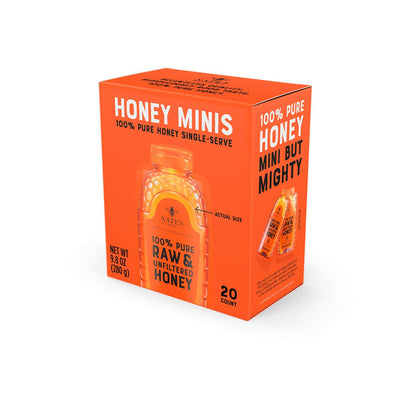 Nate&amp;#39;s Honey Minis - Single-Serve 100% Pure, Raw &amp;amp; Unfiltered Honey - 0.49oz Packets, 20ct box