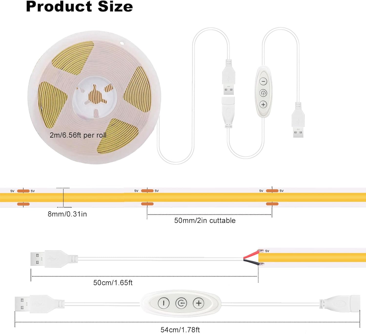 5v_COB_Led_Strip_Lights_USB_Powered_Cool_White/Natural_White/warm_white/Pink_CRI93+_6ft_Led_Tape_Light_with_Dimmer,_10W/2meter_Flexible_&_Dimmable_COB_Strips_for_Sewing_Machine_Desk_Cabinet_DIY_Lighting_Decor