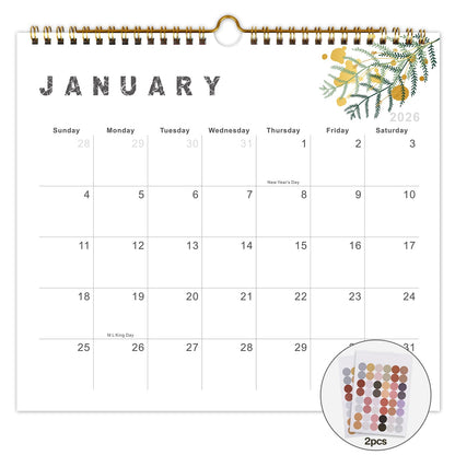 Lbylyhxc 2026 Calendar - from January to December 2026, 2026 12-month wall calendar, 10 x 11.2 inches, heavy paper, suitable for New Year and Christmas Presents (gold leaves)