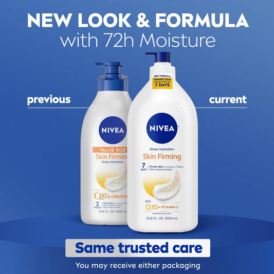 NIVEA_Sheer_Hydration_Skin_Firming_Body_Lotion_with_Q10_and_Vitamin_C,_72-Hour_Body_Moisturizer_for_Normal_to_Dry_Skin,_33.8_Fl_Oz_Value_Size_Pump_Bottle