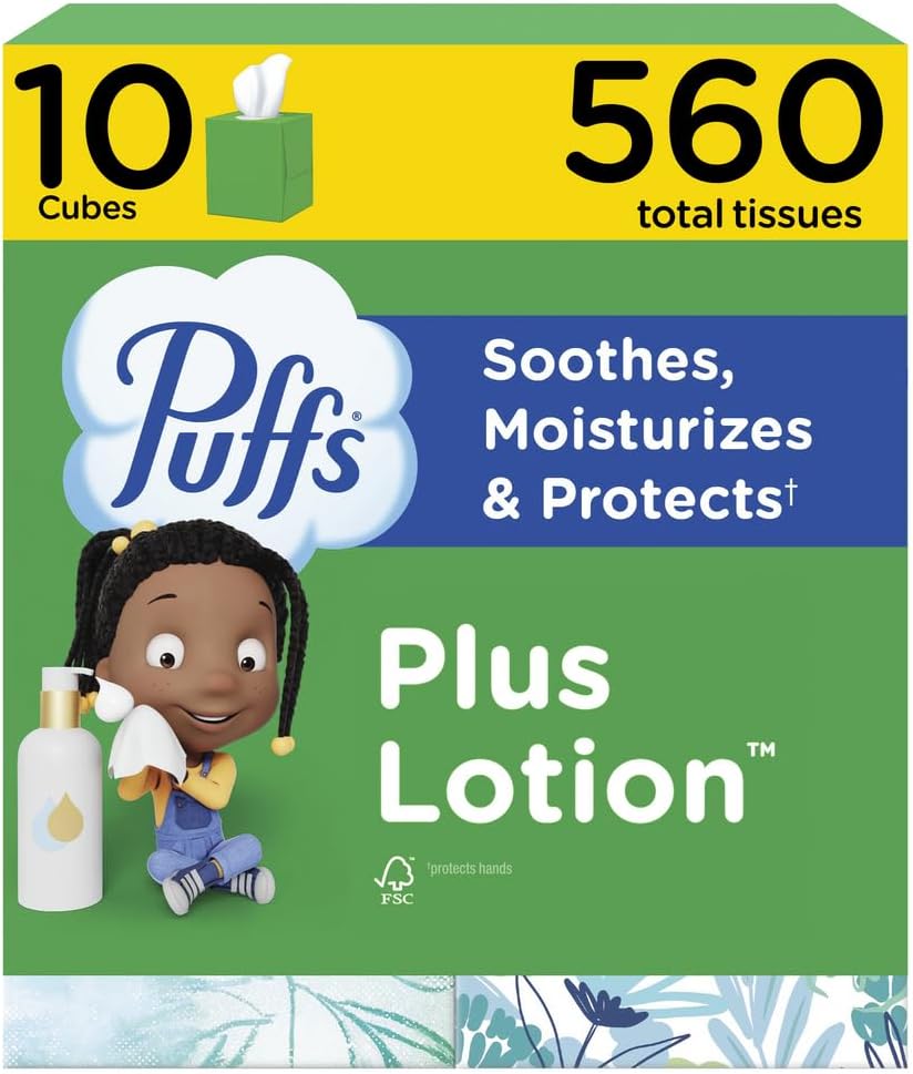 Puffs_Facial_Tissues_Plus_Lotion,_10_Cube_Boxes,_56_Facial_Tissues_per_Box,_Allergies_and_Colds_(Packaging_May_Vary)_(Packaging_May_Vary)