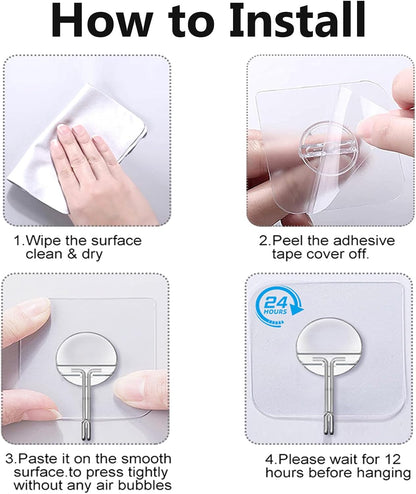 JINSHUNFA_Adhesive_Wall_Hooks_for_Hanging_Heavy_Duty_Towel_Coat_Hooks_Waterproof_Transparent_Hook_for_Bathroom_Shower_Kitchen_Keys_Door_Outdoor_Home_Improvement_Utility_Hook_8_Pack