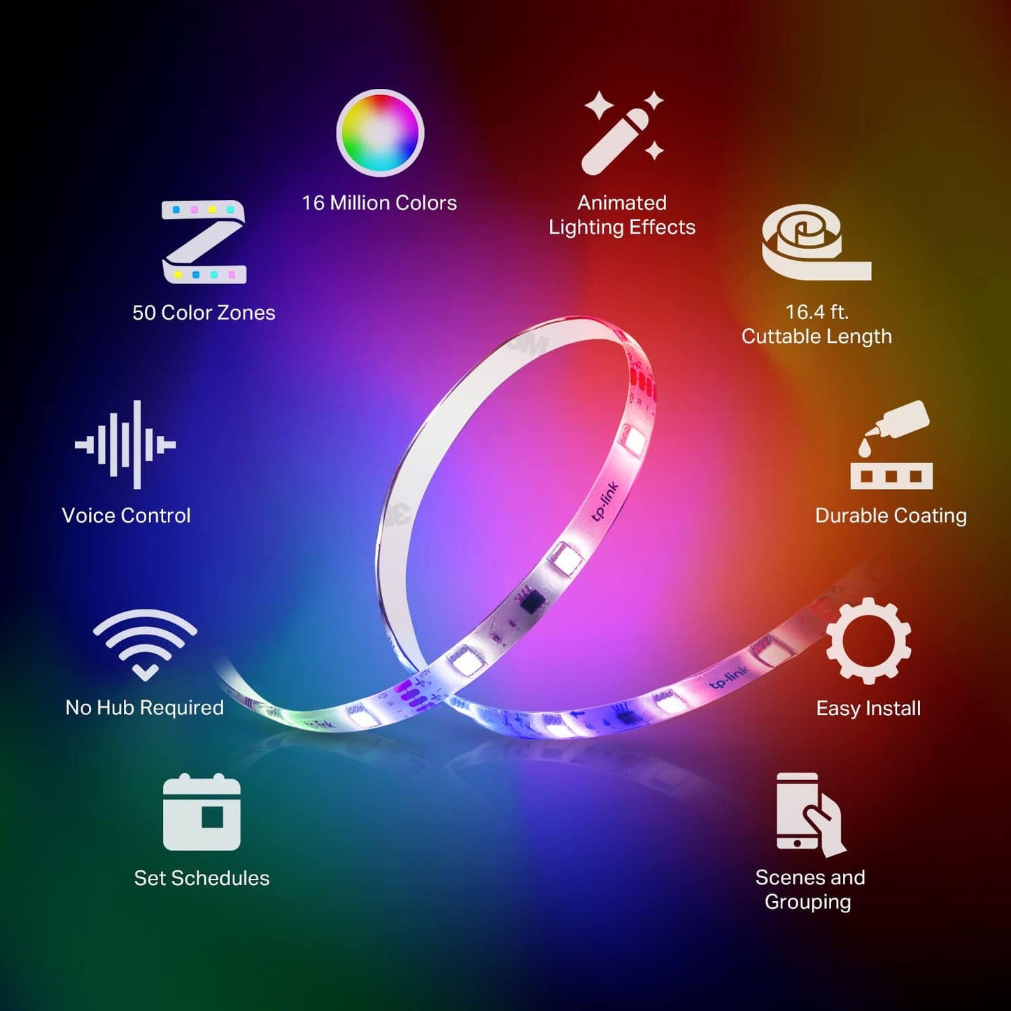 Kasa_Smart_LED_Light_Strip,_50_Color_Zones_RGBIC,_16.4ft_Wi-Fi_LED_Strip_Works_w/_Alexa,_Google_Home_&_SmartThings,_High_Brightness,_16M_Colors,_PU_Coating,_Trimmable,_2_Yr_Warranty_(KL420L5)