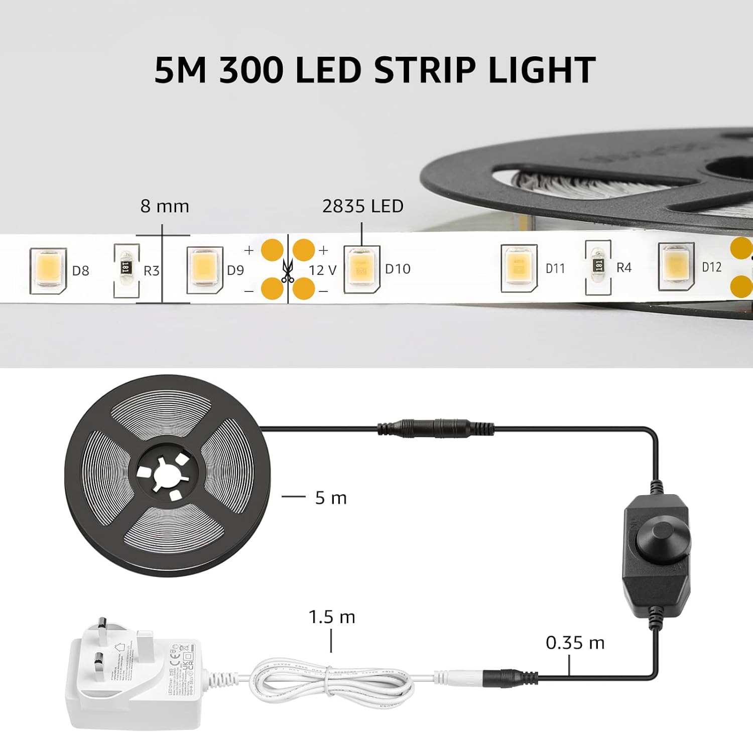 Lepro_LED_Strip_Light_White,_16.4Ft/32.8ft_Dimmable_Vanity_Lights,_3000K_Super_Bright_LED_Tape_Lights,_300_LEDs_SMD_2835,_Strong_3M_Adhesive,_Suitable_for_Home,_Kitchen,_Under_Cabinet,_Bedroom,_Warm_White