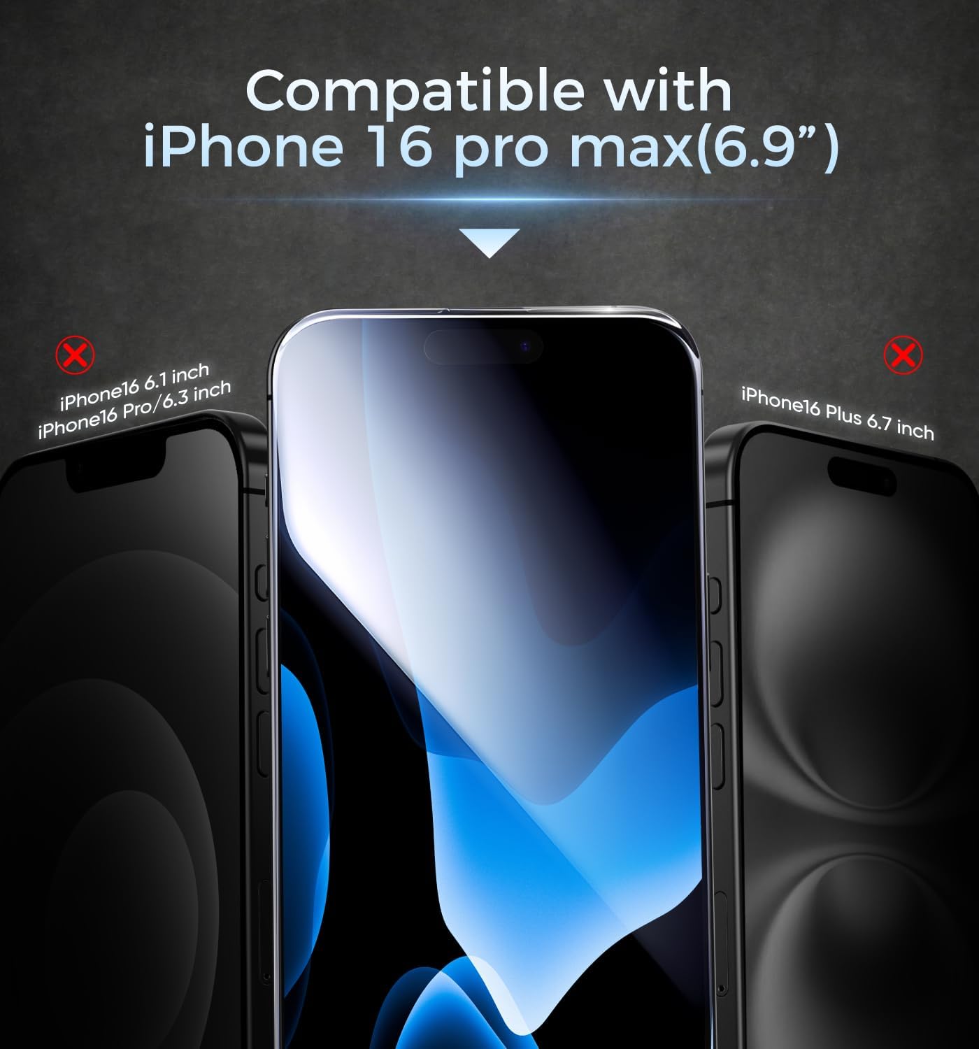 MAGIC_JOHN_3rd_Gen_Upgraded_for_iPhone_16ProMax_Privacy_Screen_Protector_6.9_Inch,25°Anti-Spy_Screen,Shockproof_Tempered_Glass,Auto_Dust-Removal,Bubble_Free,Easy_Installation,2_Pack