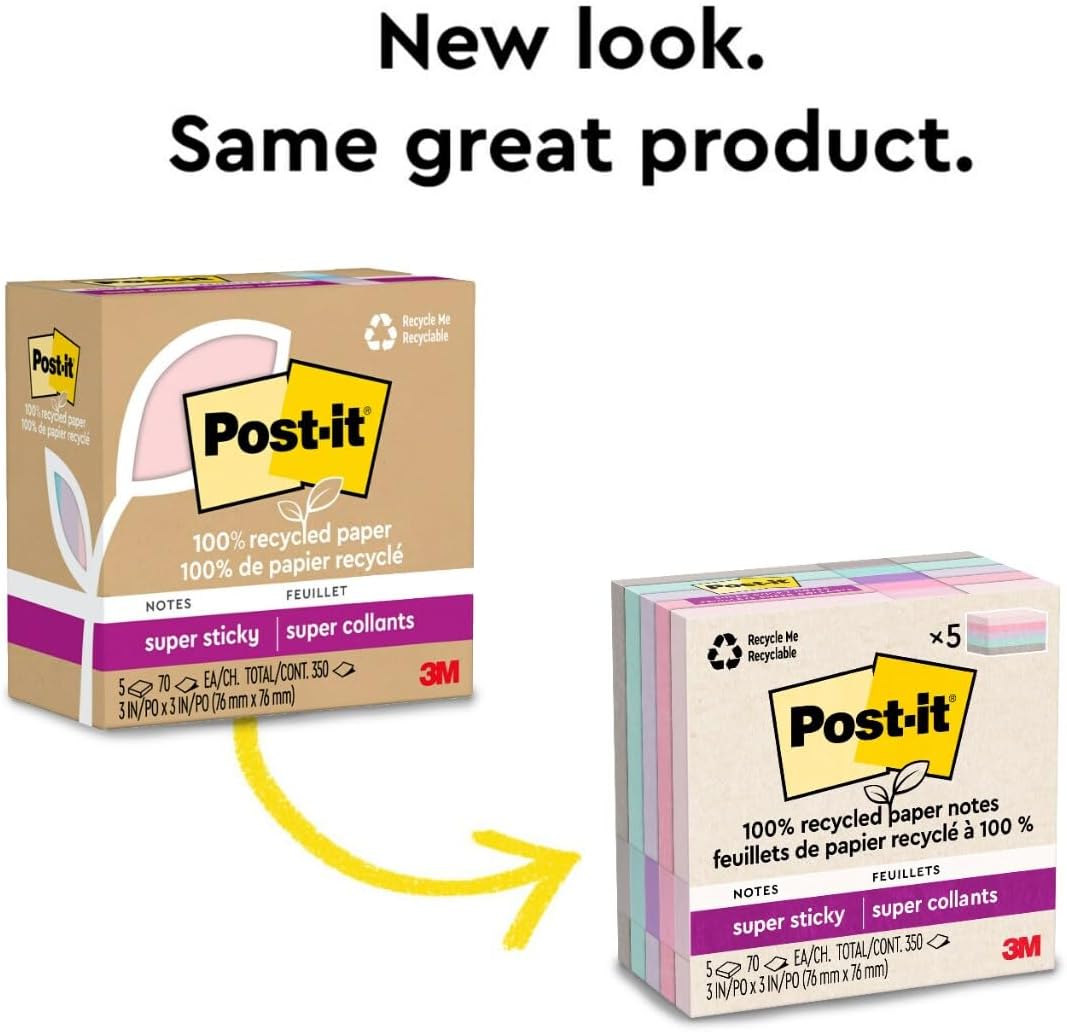 Post-it_100%_Recycled_Super_Sticky_Notes,_3_x_3_in,_Pastels,_5_Pads_|_School_Supplies_and_Office_Products,_2X_the_Sticking_Power