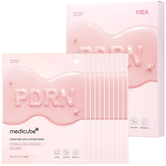 medicube_Salmon_DNA_PDRN_Pink_Vita_Coating_Sheet_Mask_10EA_-_Korean_sheet_mask_for_glass_skin_-_Luxurious_Home_care_Mask_for_Hydration,_Firming,_and_Balanced_Skin,_Korean_Skin_Care_(22g/0.77oz_x_10ea)