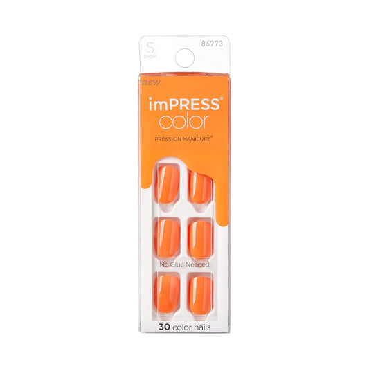 imPRESS_Color_Press_On_Nails,_‘'Sweet_Mango',_Solid_Orange,_Short_Squoval,_PureFit_Technology,_Patented_Super_Hold_Adhesive,_Chip_Proof,_Smudge_Proof,_Mini_Nail_File,_Manicure_Stick_&_30_Fake_Nails