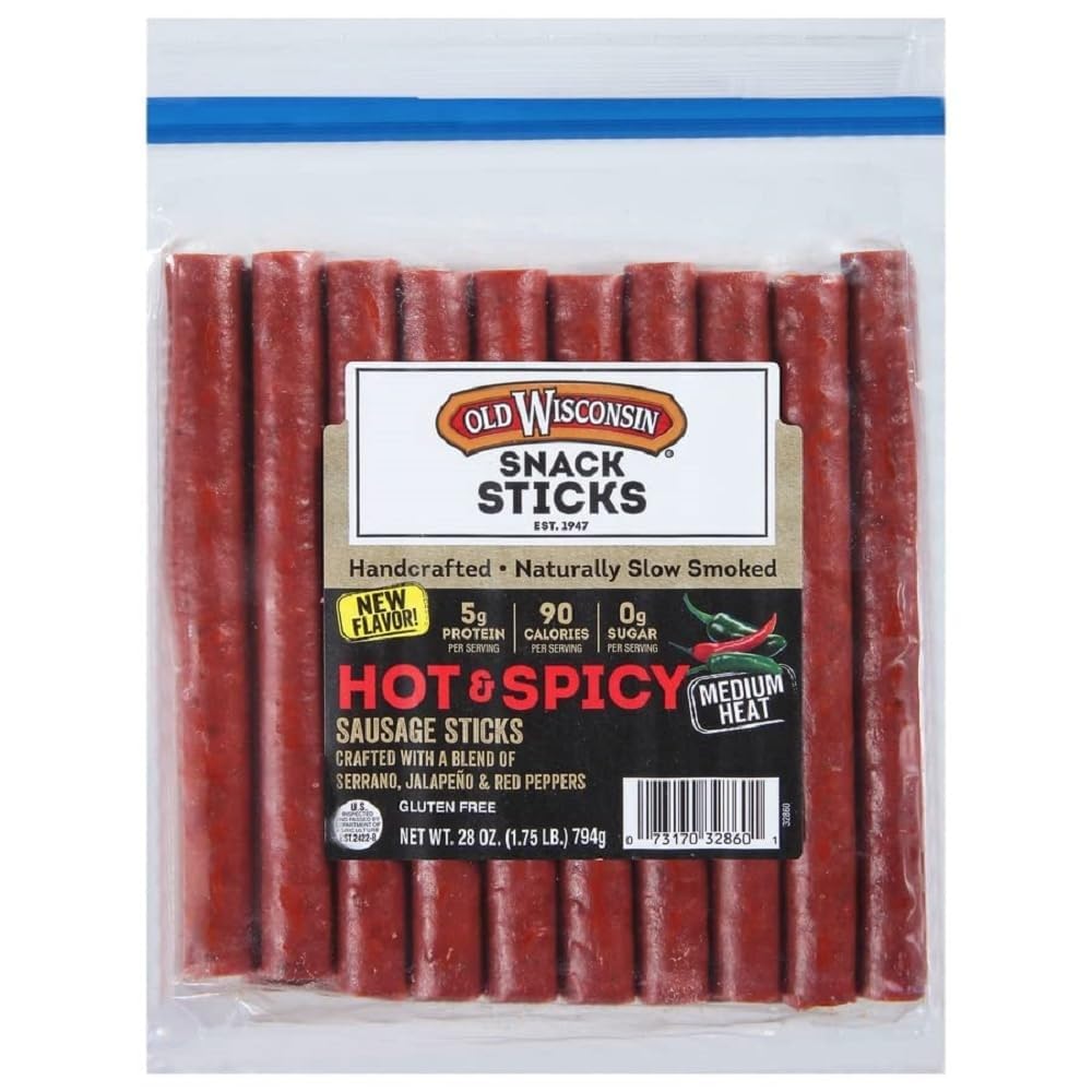Old_Wisconsin_Hot_&_Spicy_Sausage_Snack_Sticks,_Naturally_Smoked,_Ready_to_Eat,_High_Protein,_Low_Carb,_Keto,_Gluten_Free,_28_Ounce_Resealable_Package