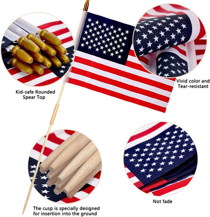 12_Pcs_12x18_Inch_American_Flags_for_Outside,_250th_Anniversary_USA_Stick_Flag_with_Handheld_and_Grounded_Multi-Purpose_Flagpole,_Memorial_Day,_4th_of_July_Decorations,_Patriotic_Decorations