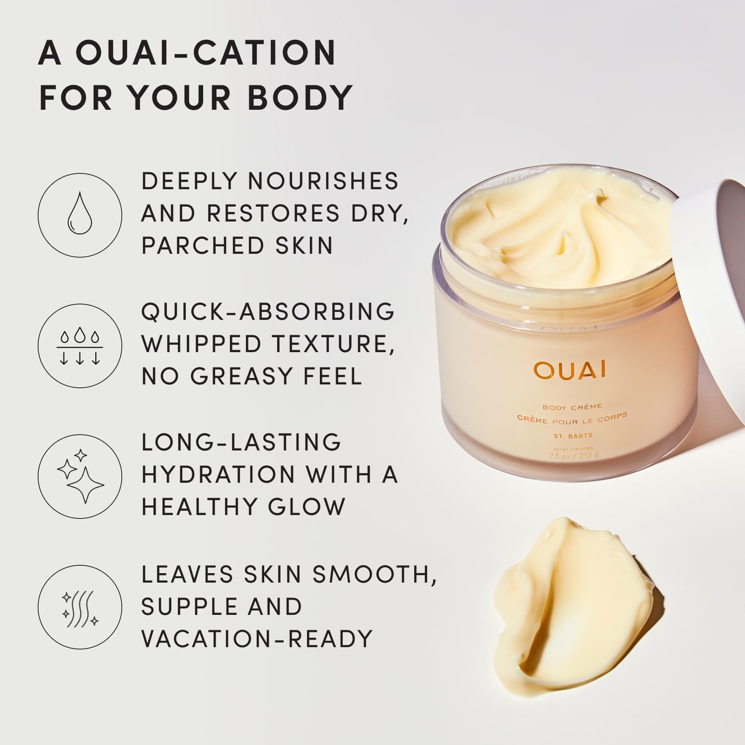 OUAI_Body_Cream,_St._Barts_-_Hydrating_Whipped_Body_Cream_with_Cupuaçu_Butter,_Coconut_Oil_and_Squalane_-_Softens_Skin_and_Delivers_Healthy-Looking_Glow_-_Sulfate-Free_Skin_Care_(7.5_Oz)