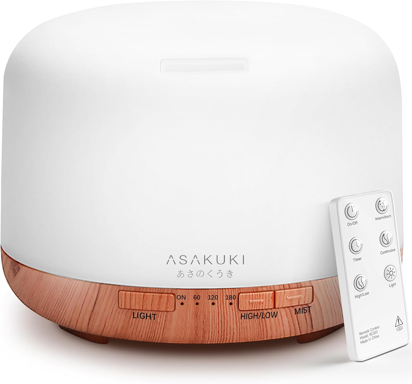 ASAKUKI_Essential_Oil_Diffuser_for_Home,_500ML_Aromatherapy_Humidifier_|_with_Remote_Control,_7_Color_LED_Lights,_Quiet_Cool_Mist_Diffuser_for_Bedroom,_Living_Room,_Office_(Yellow)