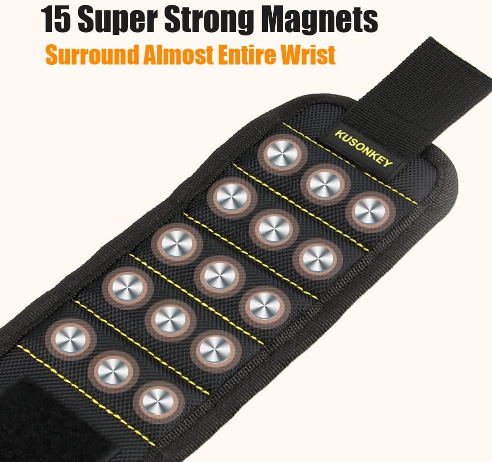 Valentines_Day_Gifts_for_Him,KUSONKEY_Magnetic_Wristband_Tool_Gift_for_Men_Who_have_Everything,Wrist_Magnetic_Screw_Holder_with_Strong_Magnets_for_Holding_Screws_Tool_for_Dad,Electrician