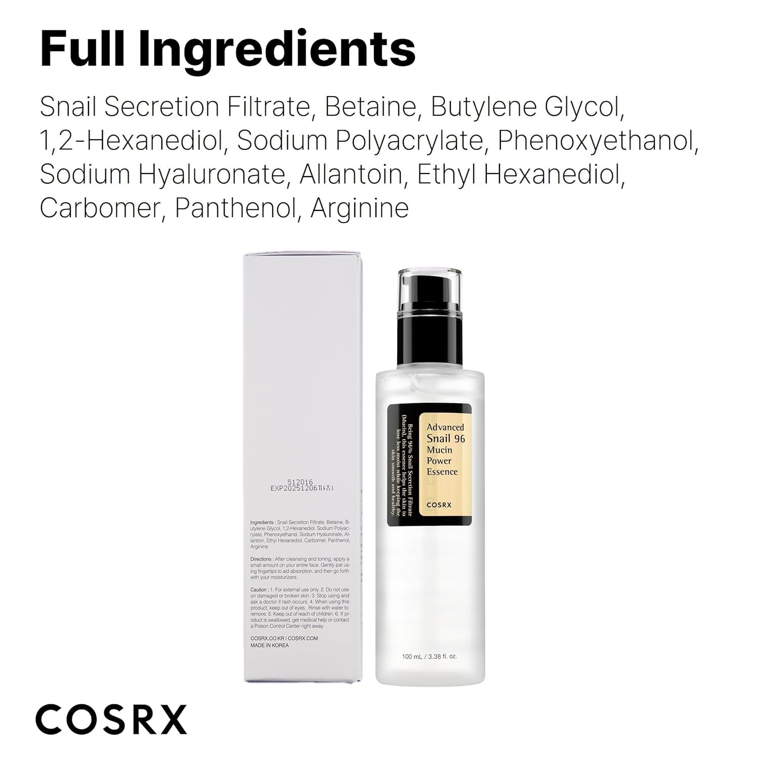 COSRX_Snail_Mucin_Repairing_Serum_100ml,_Hydrating_Serum_for_Face_with_Snail_Secretion_Filtrate_for_Dull_Skin_&_Fine_Lines,_Korean_Skin_Care