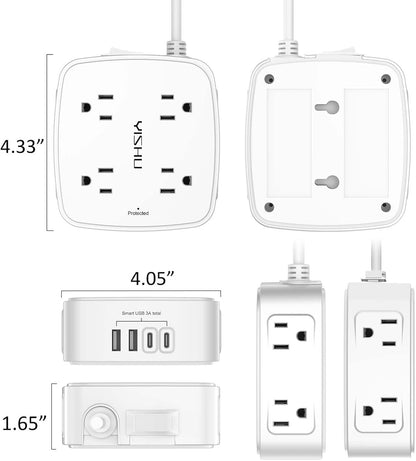 6_Ft_Surge_Protector_Power_Strip_-_8_Widely_Outlets_with_4_USB_Ports,_3_Side_Outlet_Extender_with_6_Feet_Extension_Cord,_Flat_Plug,_Wall_Mount,_Desk_USB_Charging_Station,_ETL,White