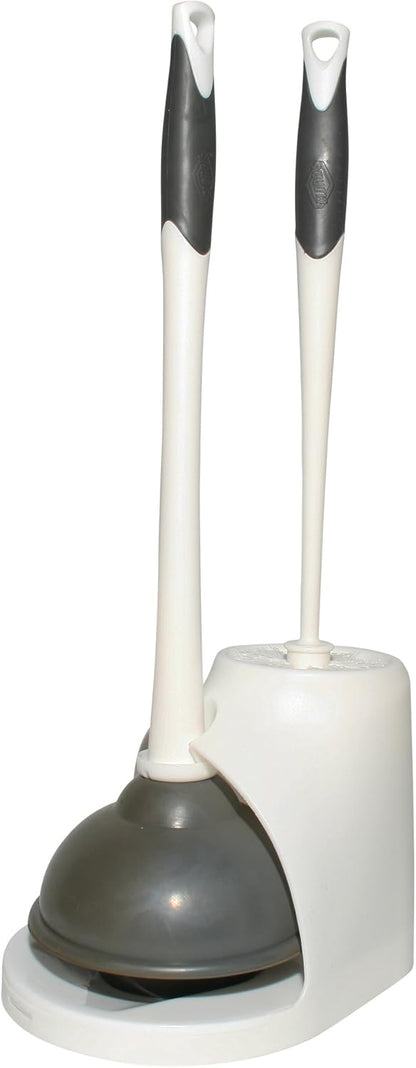 Clorox_Toilet_Plunger_and_Bowl_Brush_Combo_with_Caddy,_6.75_x_7_x_19.5_in,_White/Gray