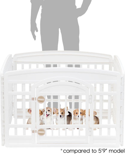 IRIS_USA_24"_Dog_Playpen_with_Door,_4-Panel_Pet_Enclosure_for_Small_Dogs,_White