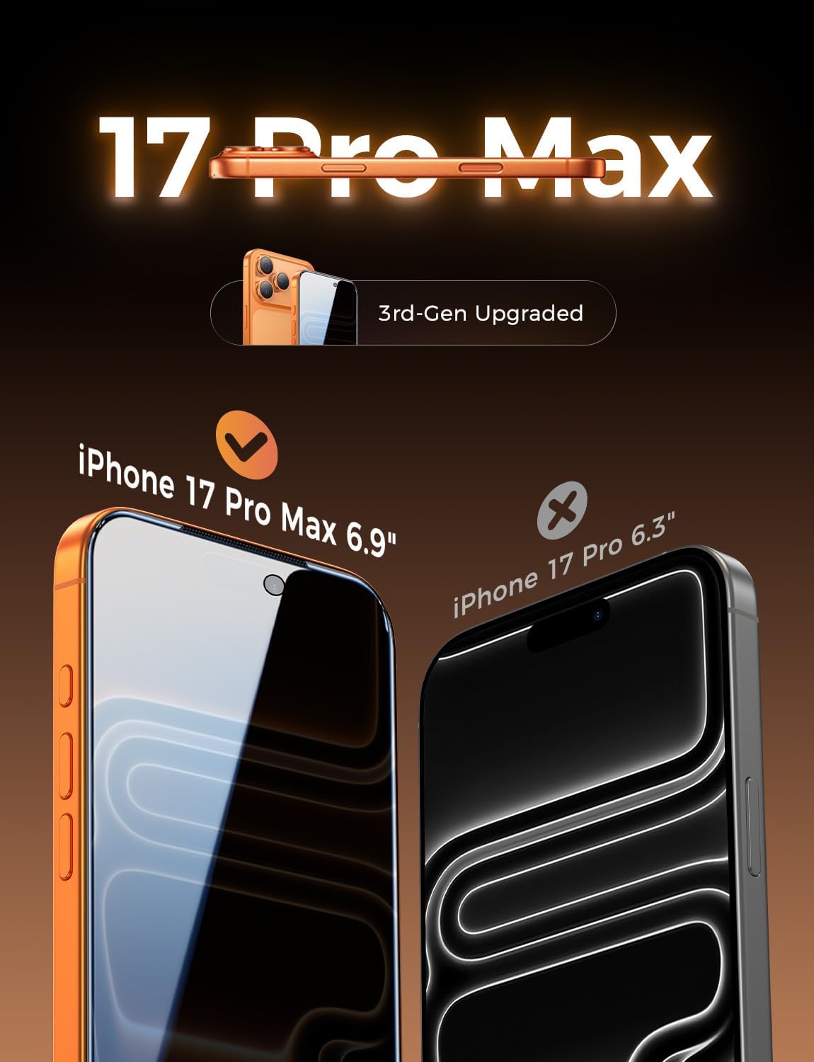 MAGIC_JOHN_3rd_Gen_Upgraded_for_iPhone_17_Pro_Max_Privacy_Screen_Protector_6.9_Inch,25°Anti-Spy_Screen,Shockproof_Tempered_Glass,Auto_Dust-Removal,Bubble_Free,Easy_Installation,Daily_Drop_Protection,2_Pack
