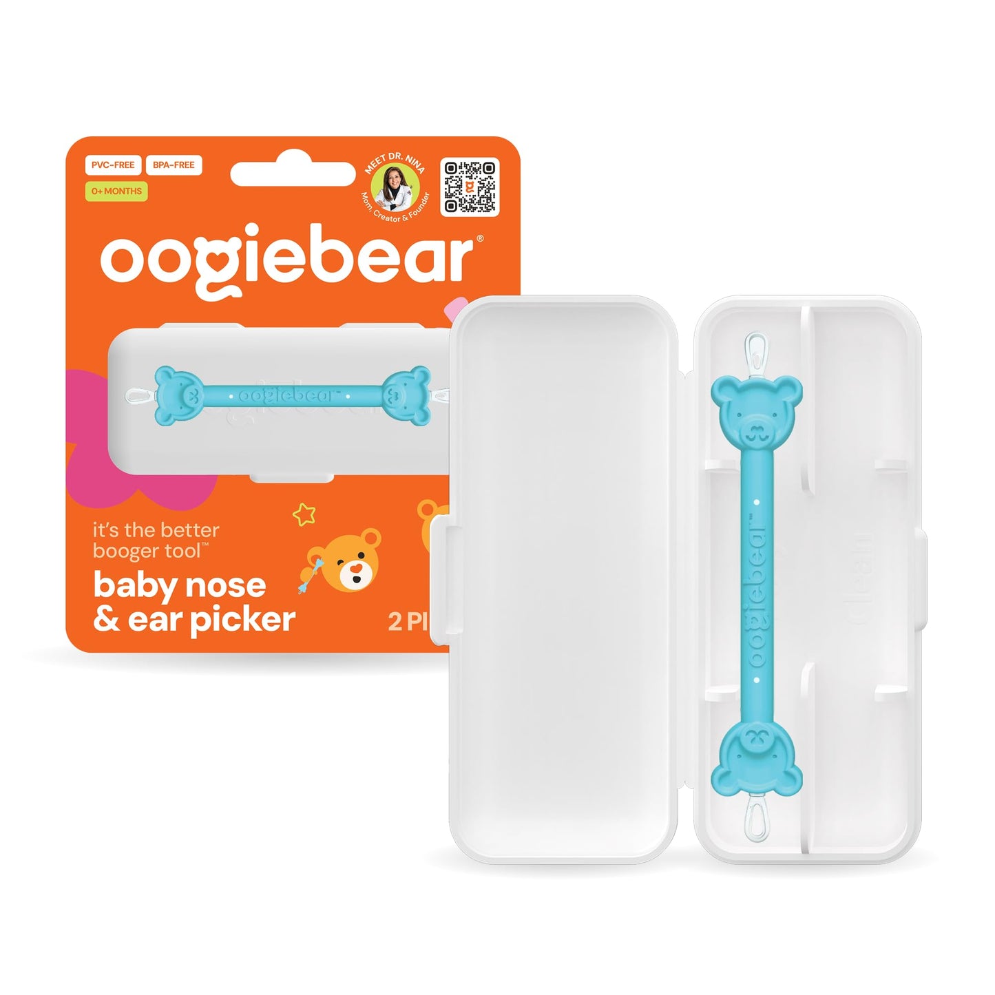 oogiebear: Baby Nose Cleaner &amp;amp; Ear Wax Removal Tool - Safe Booger &amp;amp; Earwax Removal for Newborns, Infants, Toddlers - Dual-Ended - Essential Baby Stuff, Diaper Bag Must-Have, with CASE