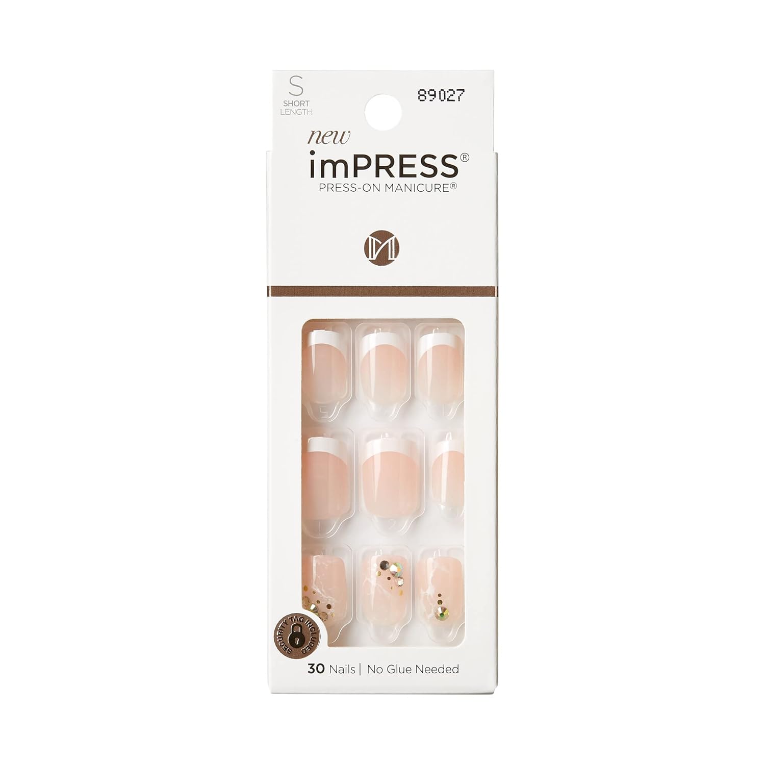 KISS_imPRESS_No_Glue_Mani_Press_On_Nails,_Design,_'My_Worth',_White,_Short_Size,_Squoval_Shape,_Includes_30_Nails,_Prep_Pad,_Instructions_Sheet,_1_Manicure_Stick,_1_Mini_File