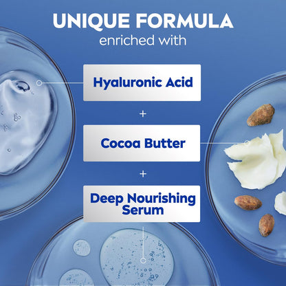 NIVEA_Cocoa_Butter_Body_Lotion_for_Dry_Skin_with_Hyaluronic_Acid,_Cocoa_Butter_and_Deep_Nourishing_Serum,_72-Hour_Body_Moisturizer,_33.8_Fl_Oz_Value_Size_Pump_Bottle