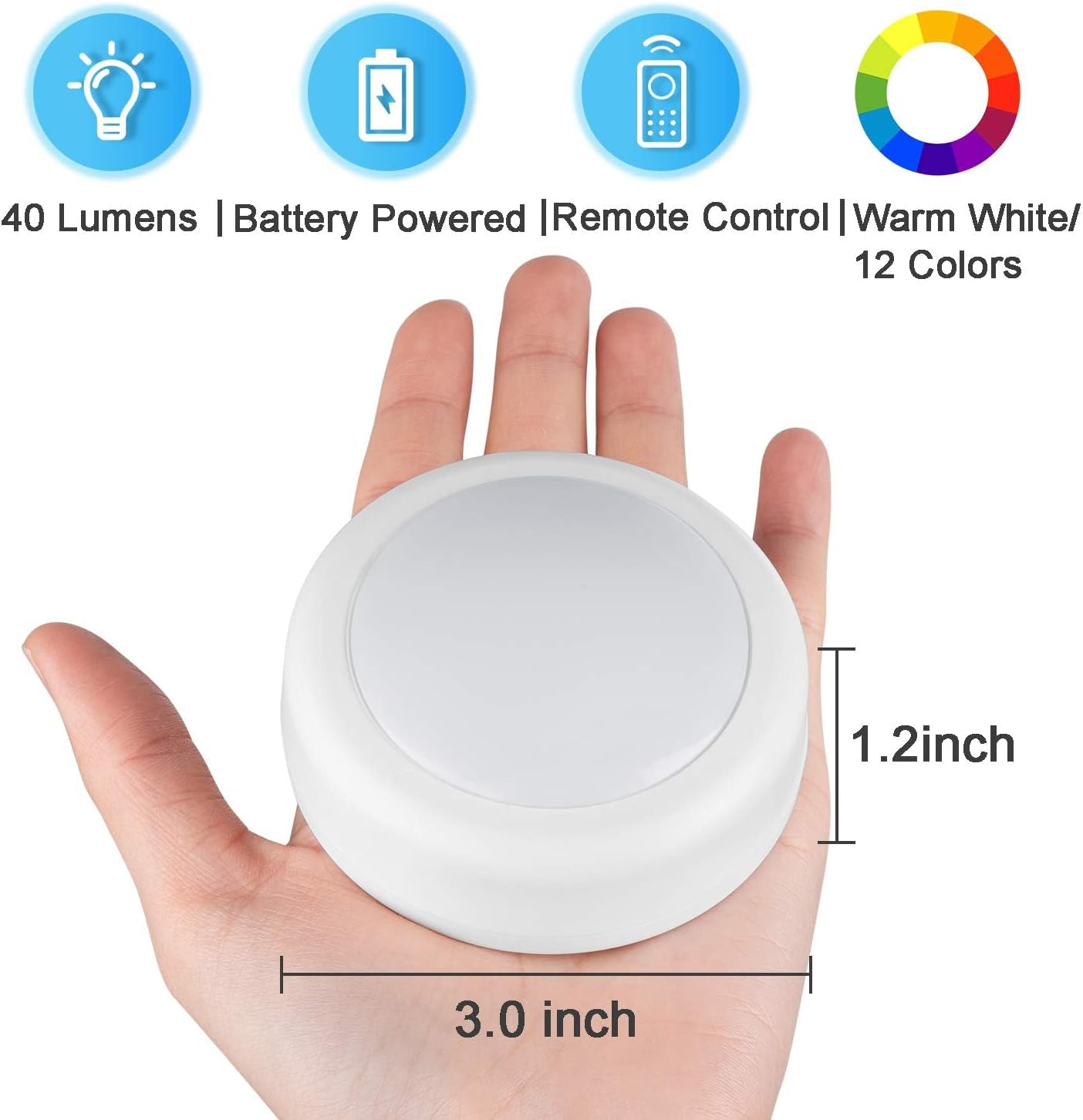BLS_LED_Puck_Lights_with_Remote_Control,_Wireless_Under_Cabinet_&_Closet_Lighting,_RGB_13_Color_Changing_Lights_with_Dimmer,_Timer_&_AA_Battery_Operated,_Push,_Touch,_Stick_on_for_Night,_Wall,_2_Pack/6_Pack