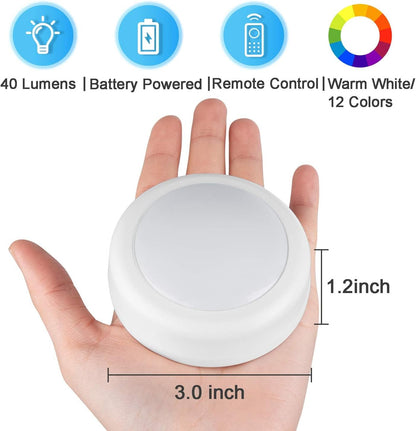 BLS_LED_Puck_Lights_with_Remote_Control,_Wireless_Under_Cabinet_&_Closet_Lighting,_RGB_13_Color_Changing_Lights_with_Dimmer,_Timer_&_AA_Battery_Operated,_Push,_Touch,_Stick_on_for_Night,_Wall,_2_Pack/6_Pack
