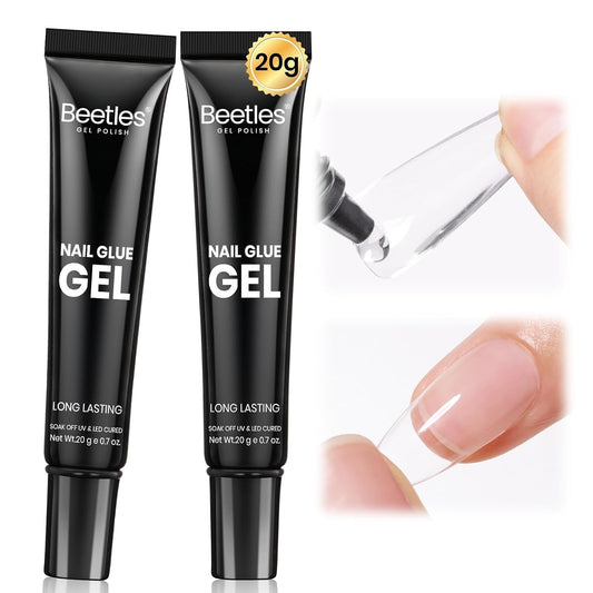 Beetles_2Pcs*20g_Solid_Nail_Glue_Gel,_Tipex_Soft_Nail_Tips_Glue_Super_Strong_for_Acrylic_Nails_Extension_Fake_Nails_Press_On_Nails,_Spring_Nail_Art,_U_V_Light_Required