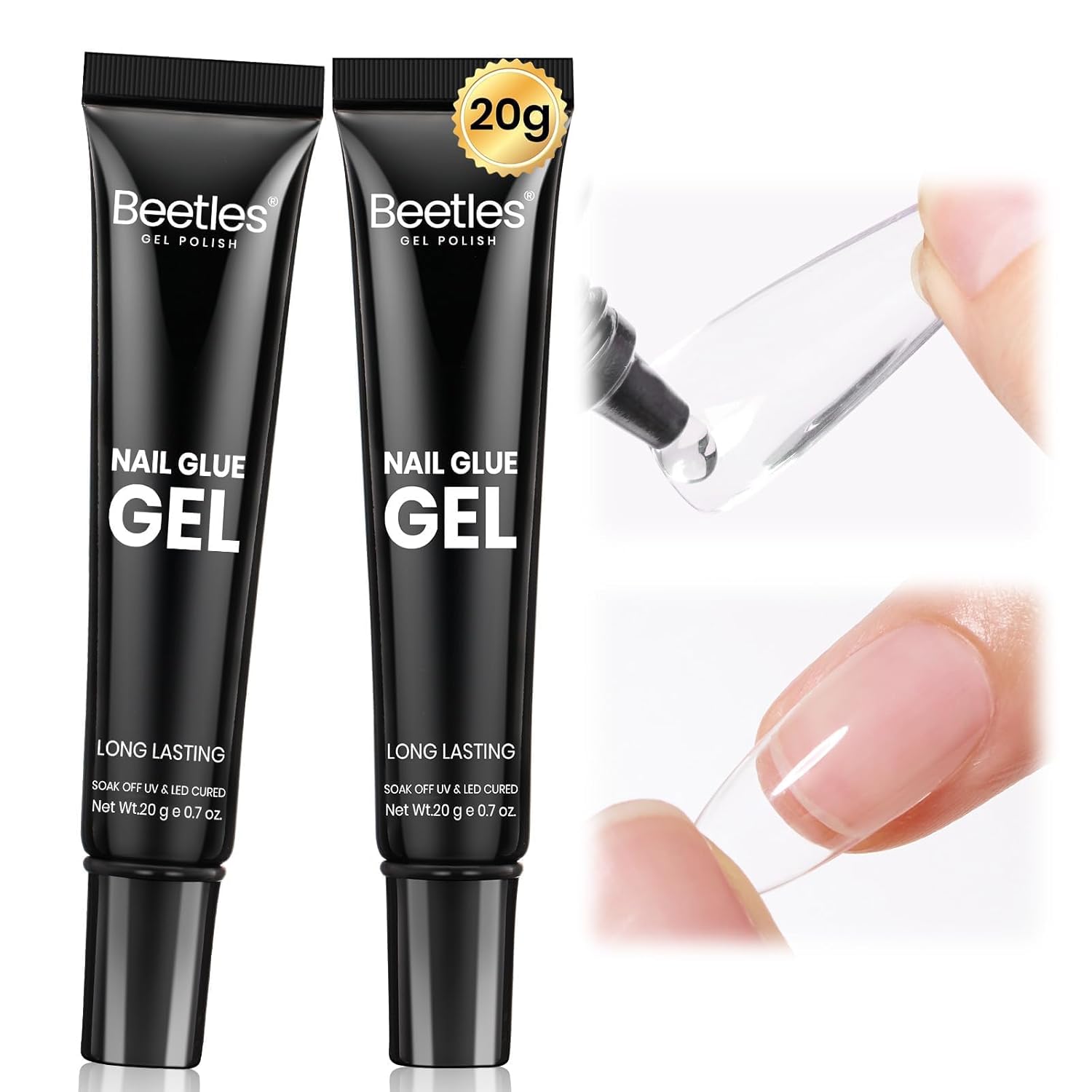 Beetles_2Pcs*20g_Solid_Nail_Glue_Gel,_Tipex_Soft_Nail_Tips_Glue_Super_Strong_for_Acrylic_Nails_Extension_Fake_Nails_Press_On_Nails,_Spring_Nail_Art,_U_V_Light_Required